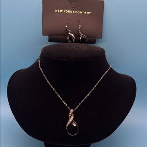 #NLA14.   New York & Company Black and Silver Necklace Set
